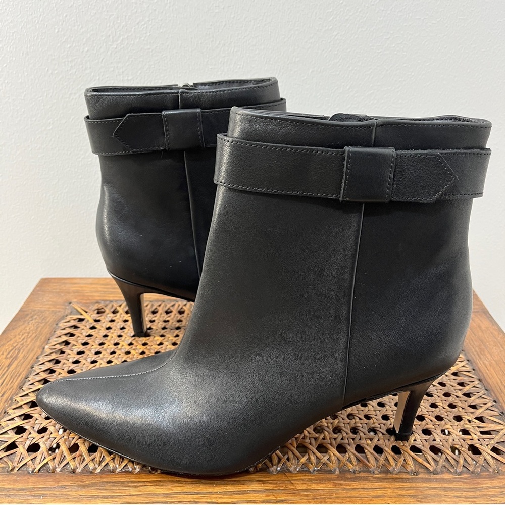 Size 10 Banana Republic Black Leather Valais Kitten Heel Luxe Ankle Booties